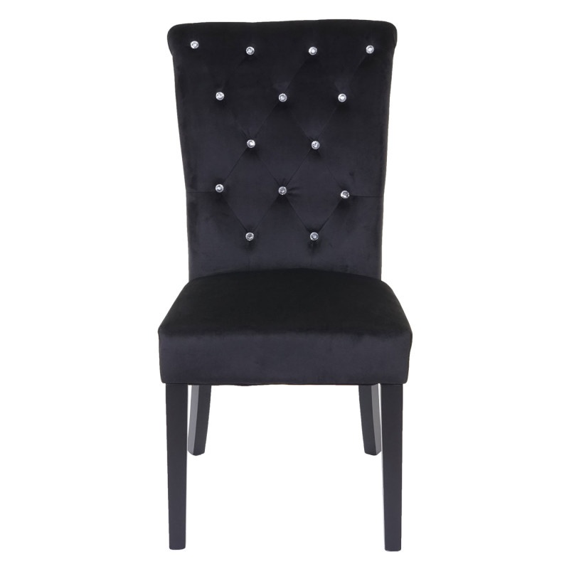 6x chaise de salle à manger fauteuil avec rivets, velours - noir