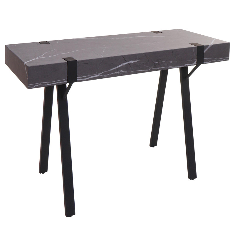 Table console table de téléphone table de travail table d'appoint table de rangement, métal 75x100x40cm - aspect marbre gris