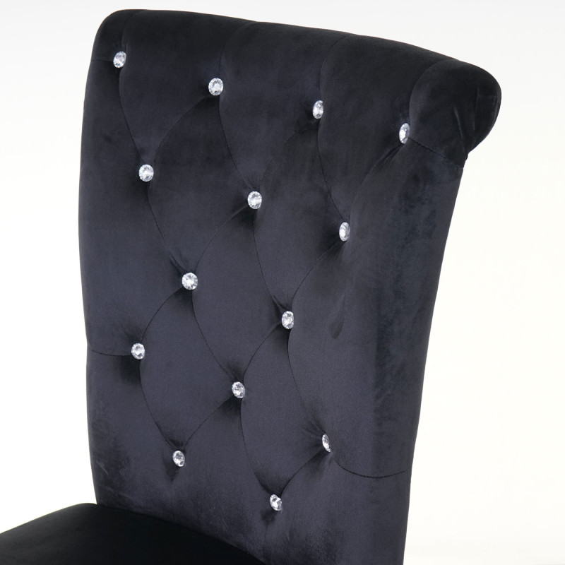 6x chaise de salle à manger fauteuil avec rivets, velours - noir