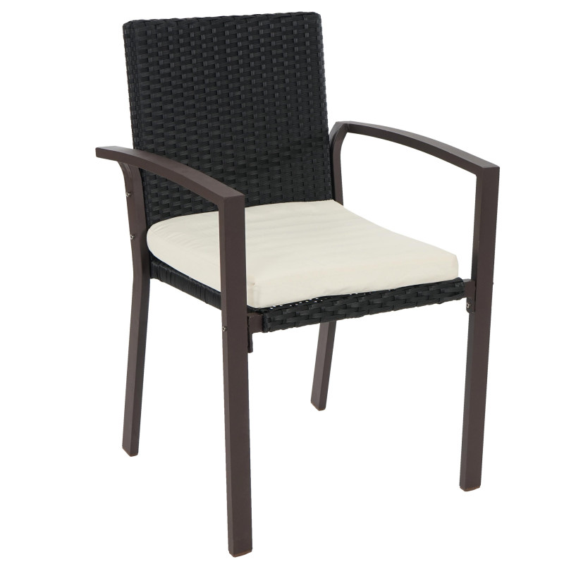 Lot de 2 chaises de jardin polyrotin Palma II empilable avec coussin - anthracite