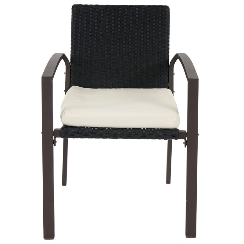 Lot de 2 chaises de jardin polyrotin Palma II empilable avec coussin - anthracite