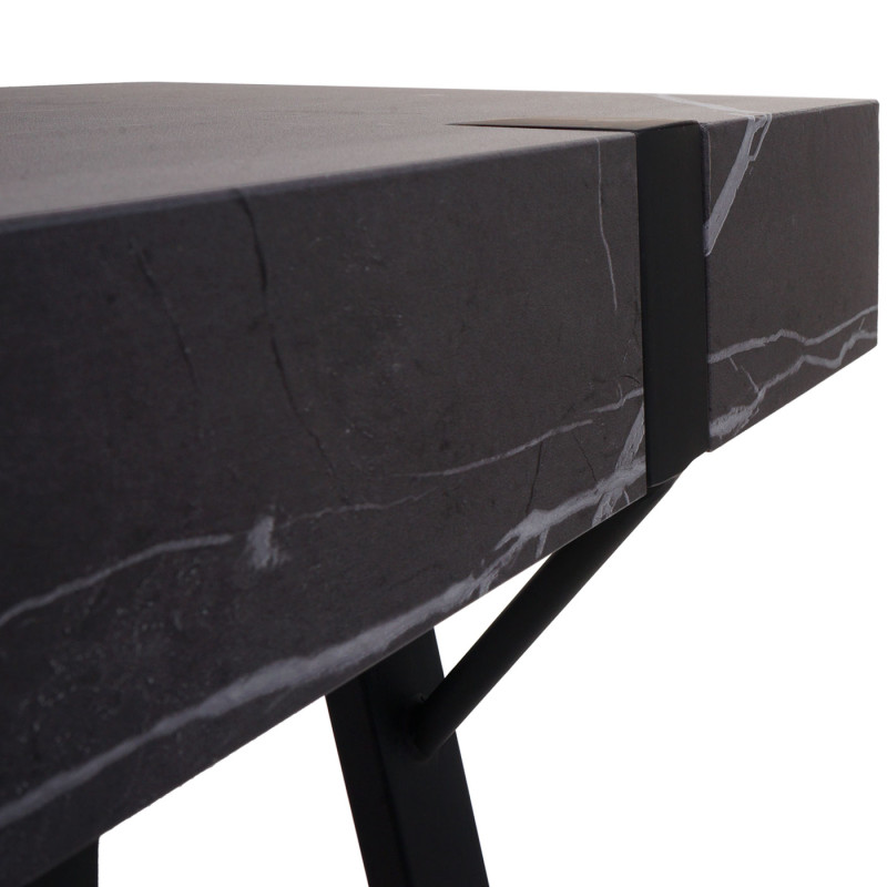 Table console table de téléphone table de travail table d'appoint table de rangement, métal 75x100x40cm - aspect marbre gris