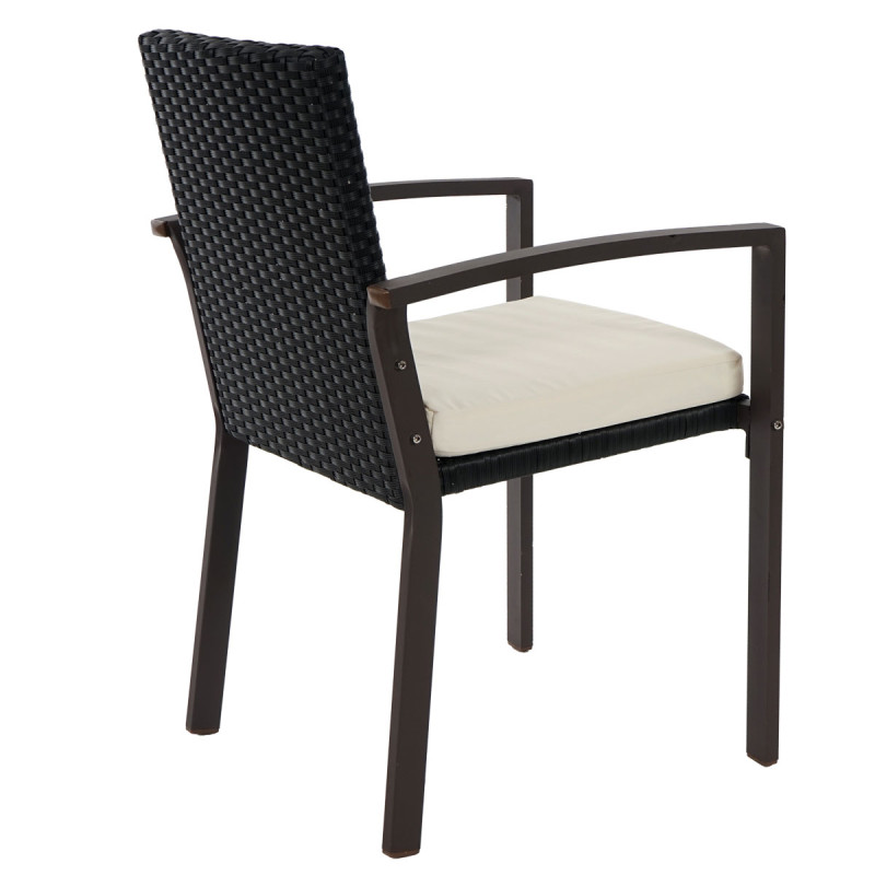 Lot de 2 chaises de jardin polyrotin Palma II empilable avec coussin - anthracite