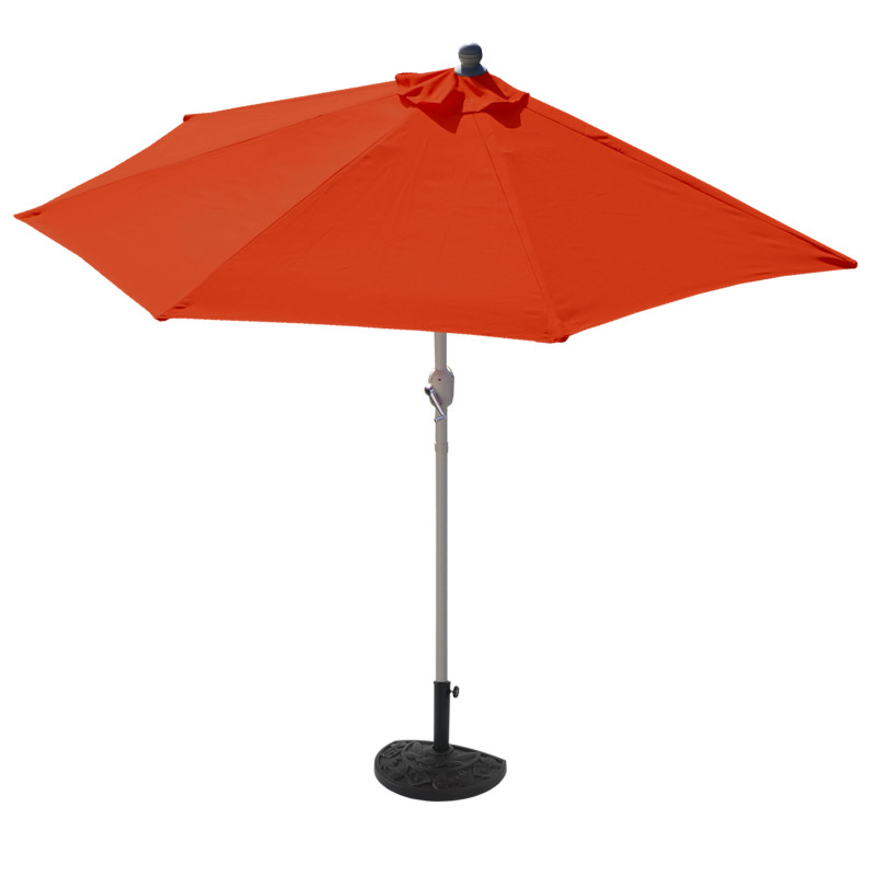 Demi-parasol Parla pour balcon ou terrasse, IP 50+, 260cm - terracotta avec pied