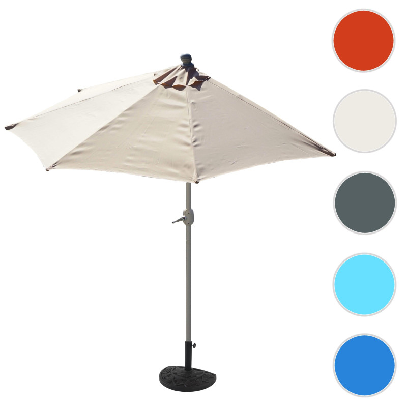 Demi-parasol Parla pour balcon ou terrasse, IP 50+, 260cm - crème avec pied