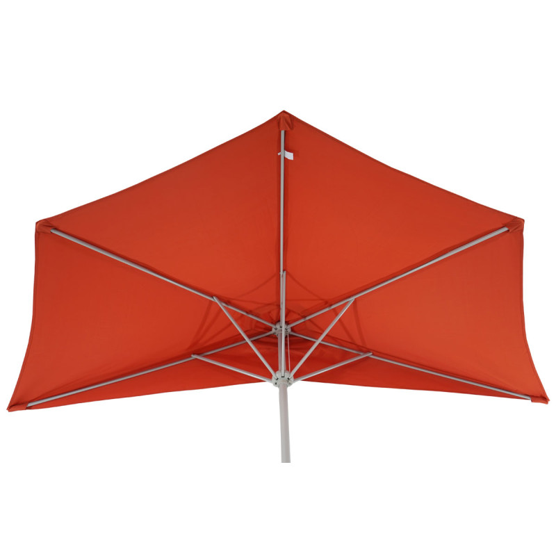 Demi-parasol aluminium Parla pour balcon ou terrasse, IP 50+, 270cm - terracotta avec pied
