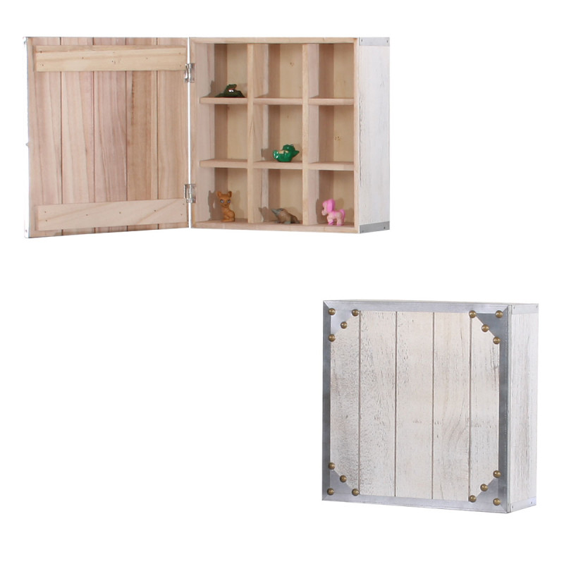 2x armoire murale / boîte de collection, 24x10x24cm, style shabby chic, vintage - blanc