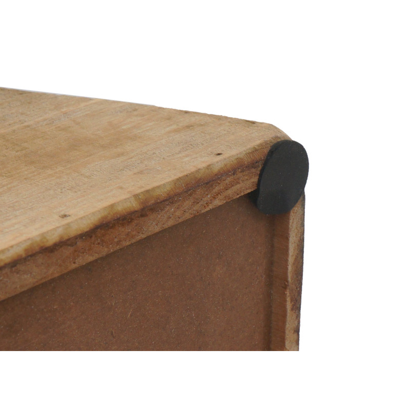 Table d'appoint Table de fleur, bois massif industriel certifié MVG 45x36x36cm, naturel avec aspect métal