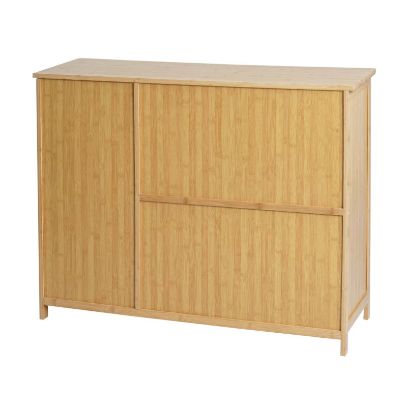 Sideboard Armoire Commode Highboard, 3 portes Bambou 81x97x34cm