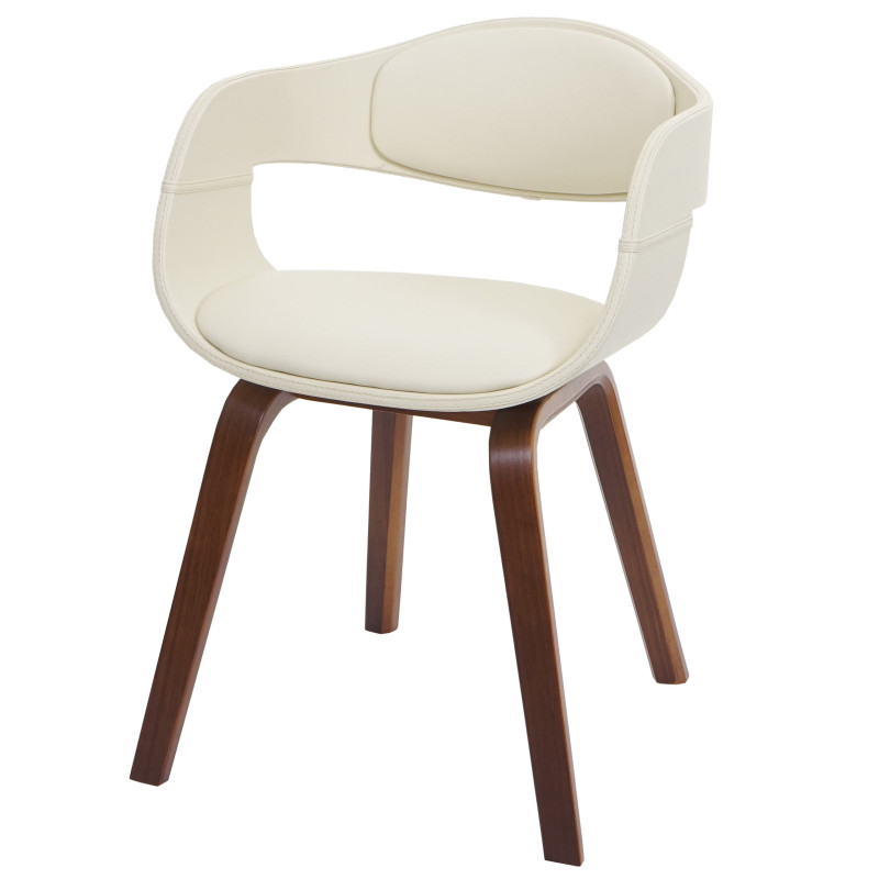 Chaise de salle à manger design rétro bois courbé similicuir - crème