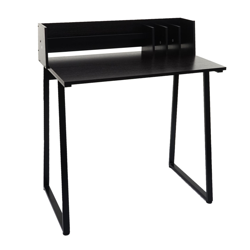 Bureau table pour ordinateur portable bureau, 82x51cm structure 3D, métal MDF - noir