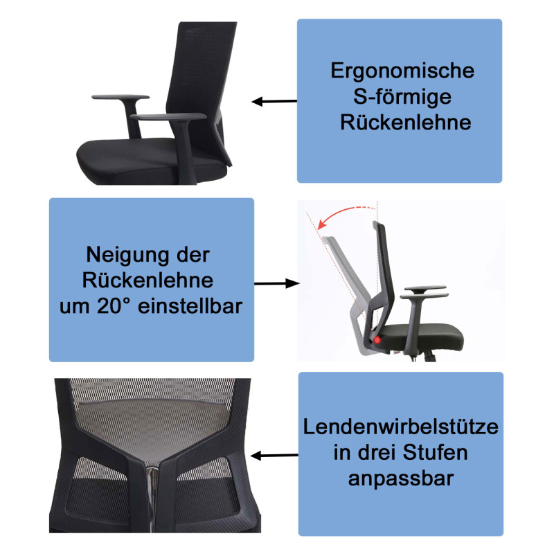 Chaise de bureau SIHOO, dossier ergonomique en forme de S, soutien de la taille réglable et respirant - gris