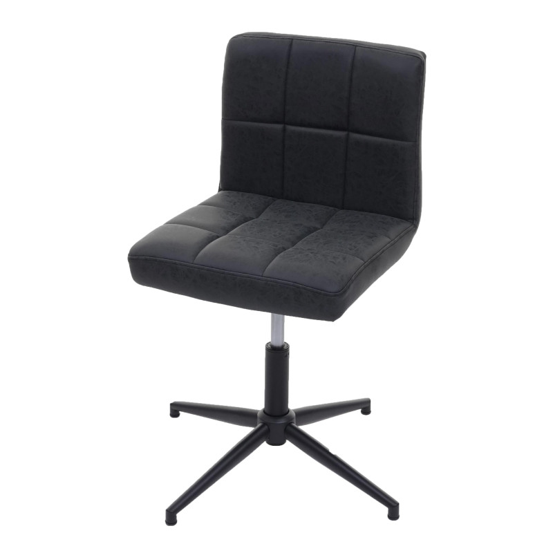 Chaise de bureau Kavala II, chaise de bureau mécanisme rotatif - similicuir gris foncé, pied noir