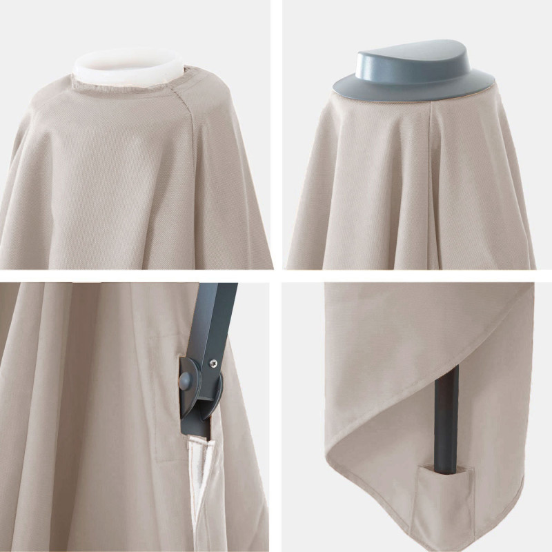 Toile pour parasol de luxe 3x4m (Ø5m) polyester 3,5kg - crème-gris