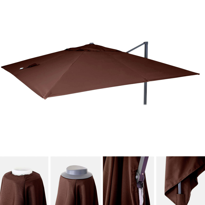 Toile pour parasol de luxe toile de remplacement pour parasol, 3x4m (Ø5m) polyester 3,5kg - brun