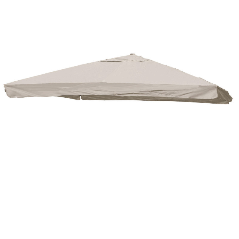Revêtement pour parasol de luxe hwc-a96 avec volant, 3 x 3 m (ø4,24 m) polyester 3kg - crème-gris