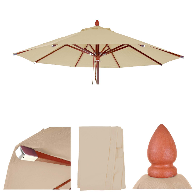Toile pour parasol de gastronomie en bois rond Ø3m polyester 3kg - crème
