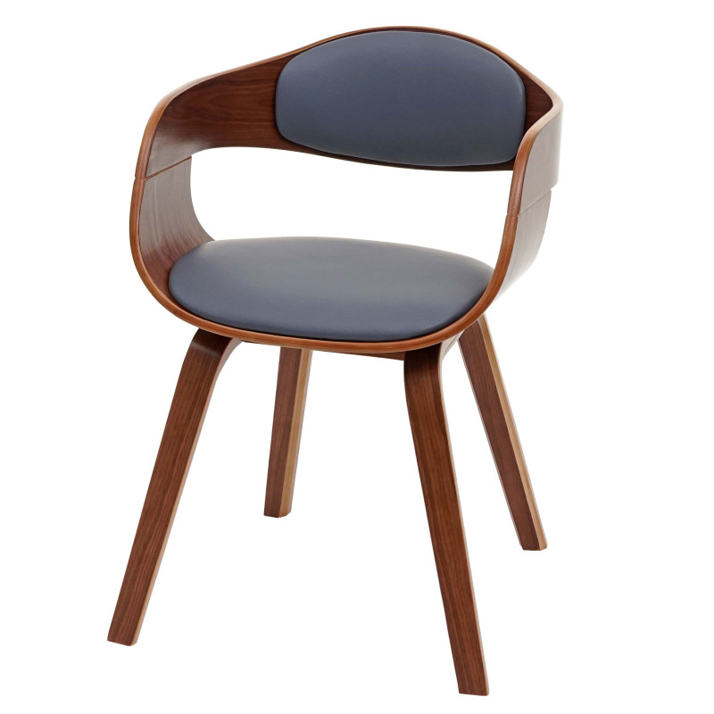 Chaise de salle à manger bois courbé rétro design aspect noyer - imitation cuir, gris mat