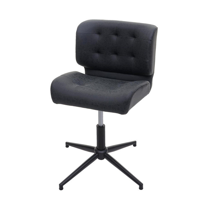 Chaise de salle à manger pivotante, réglable en hauteur - similicuir vintage gris foncé, pied noir