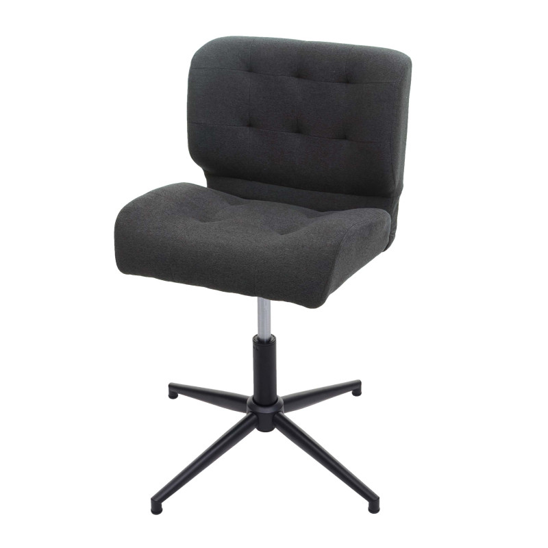 Chaise de salle à manger pivotante, réglable en hauteur - tissu, gris foncé, pied noir