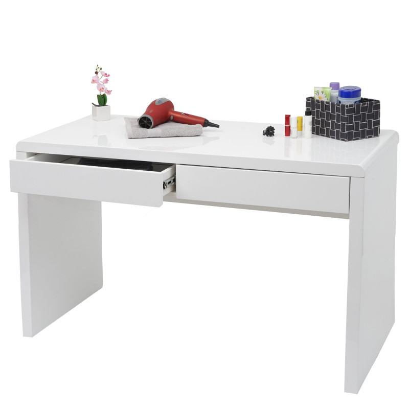Coiffeuse coiffeuse table cosmétique, blanc brillant - 100x60cm