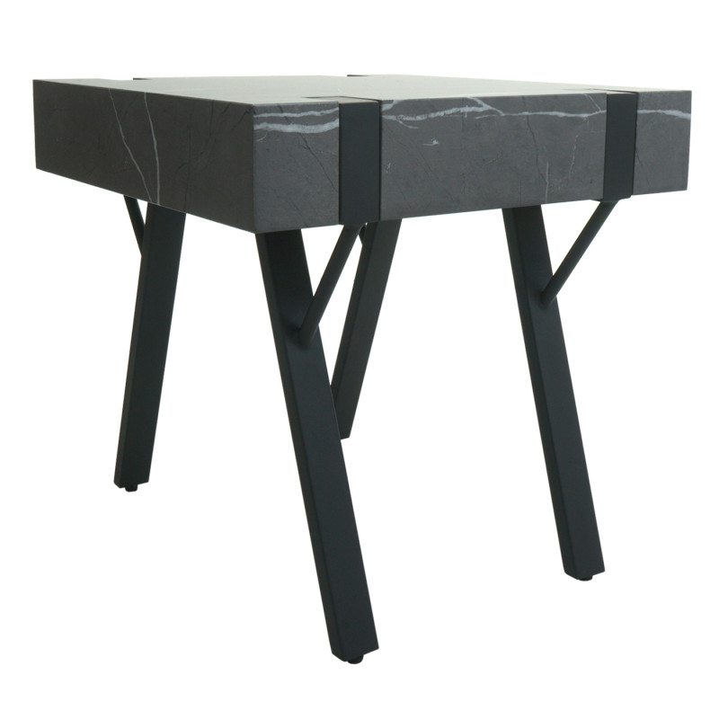 Table d'appoint table basse table de chevet table de salon, fer MDF 50x55x50cm - aspect marbre gris