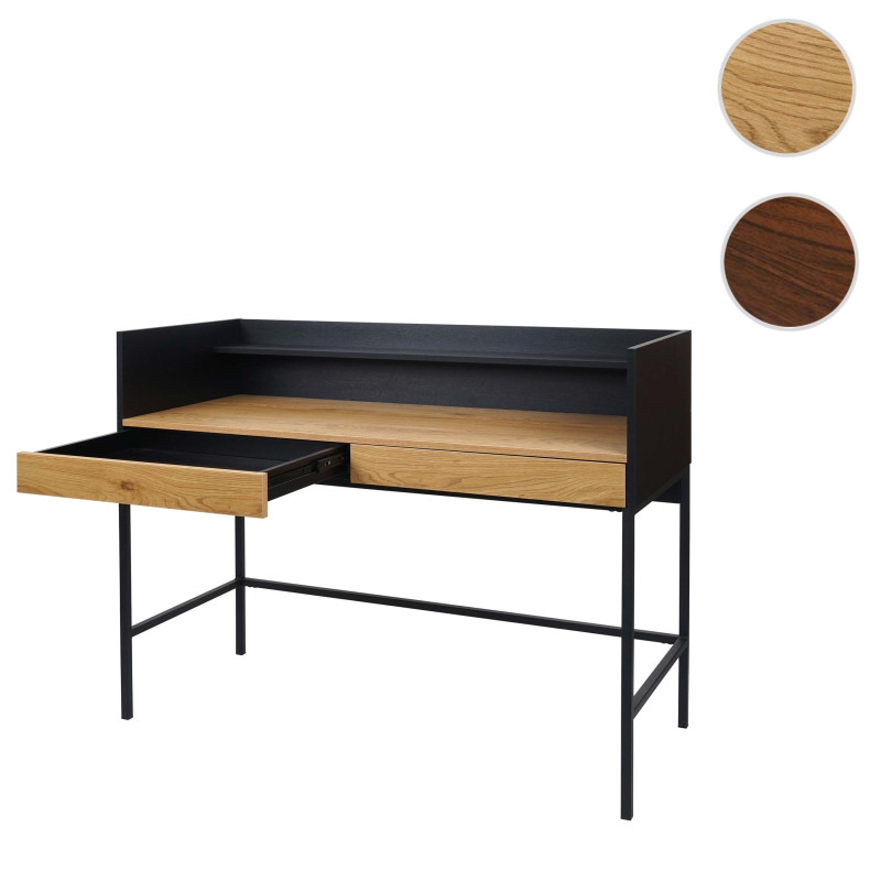 Bureau table d'ordinateur de bureau, tiroir 120x50cm bois métal - aspect noyer