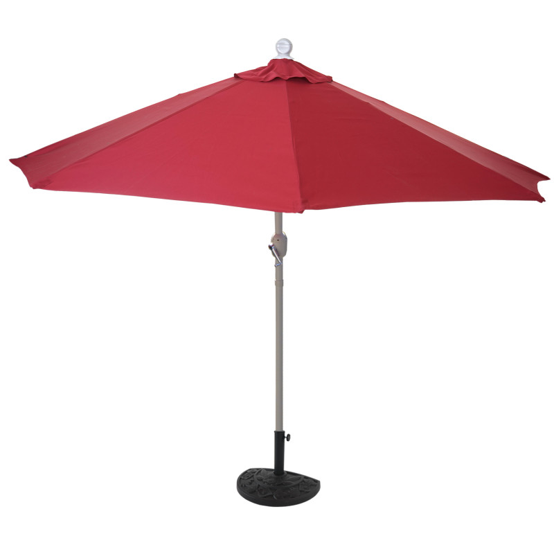 Parasol demi-rond Parla, demi-parasol de balcon, UV 50+ polyester/acier 3kg - 300cm bordeaux avec support