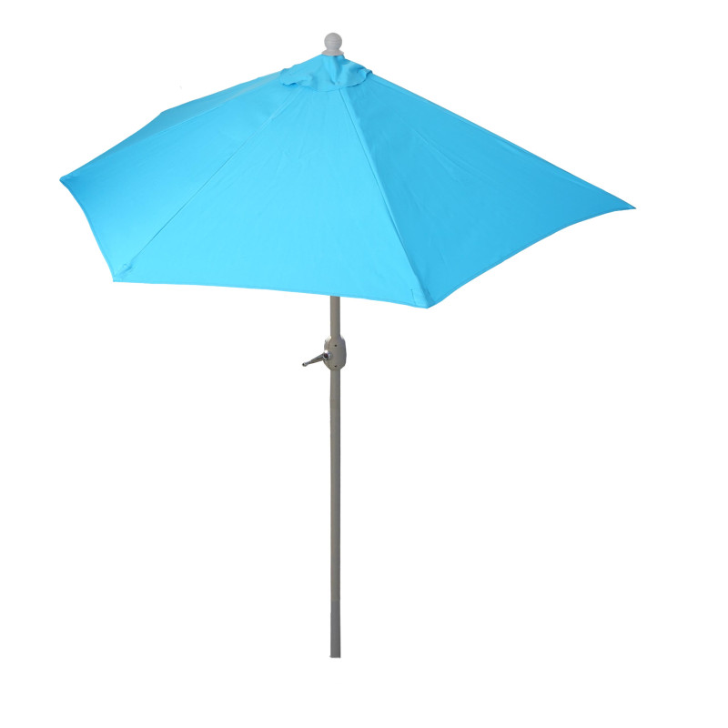 Parasol Parla en alu, hémicycle, parasol de balcon UV 50+ - 300cm turquoise sans pied
