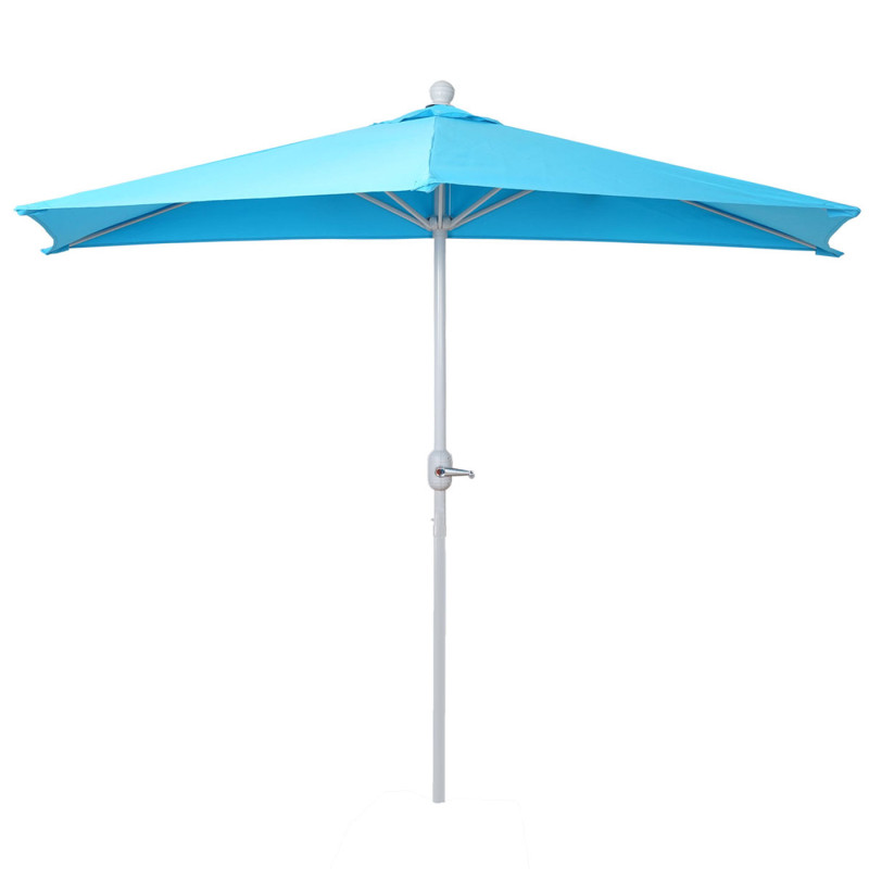 Parasol Parla en alu, hémicycle, parasol de balcon UV 50+ - 300cm turquoise sans pied