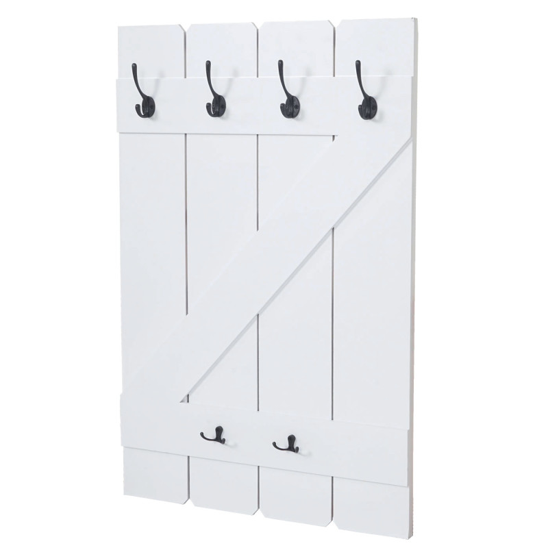 Porte-tasses étagère suspendue, 6 crochets 91x60cm - blanc laqué