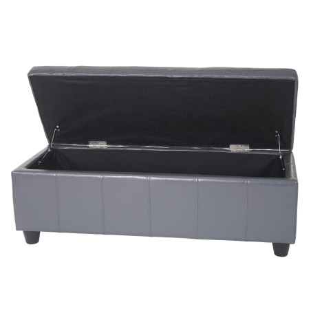 Banquette Kriens, coffre, banc, cuir + similicuir, 112x45x45cm - gris