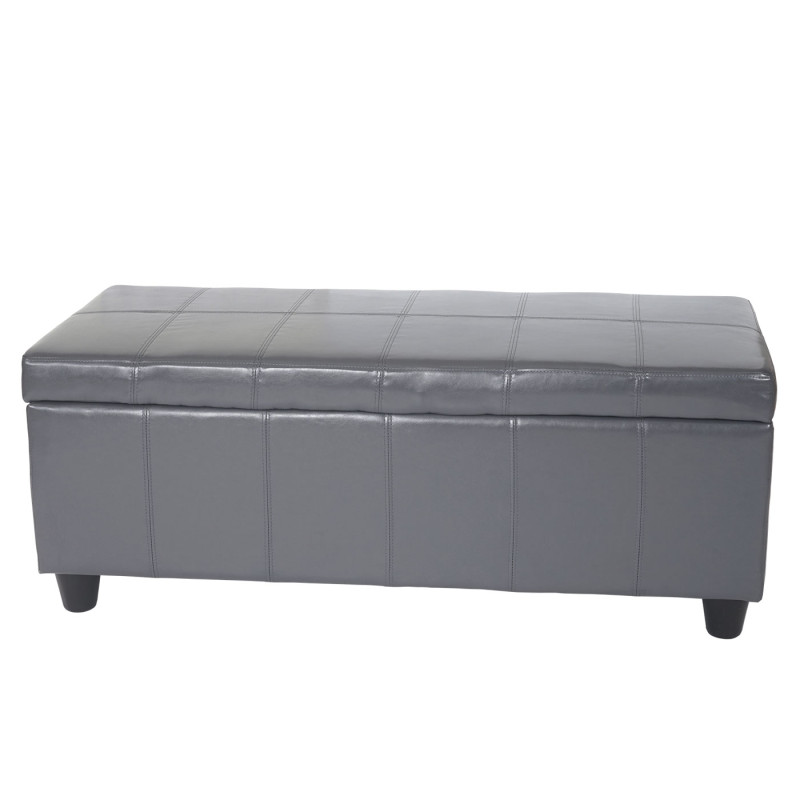 Banquette Kriens, coffre, banc, cuir + similicuir, 112x45x45cm - gris