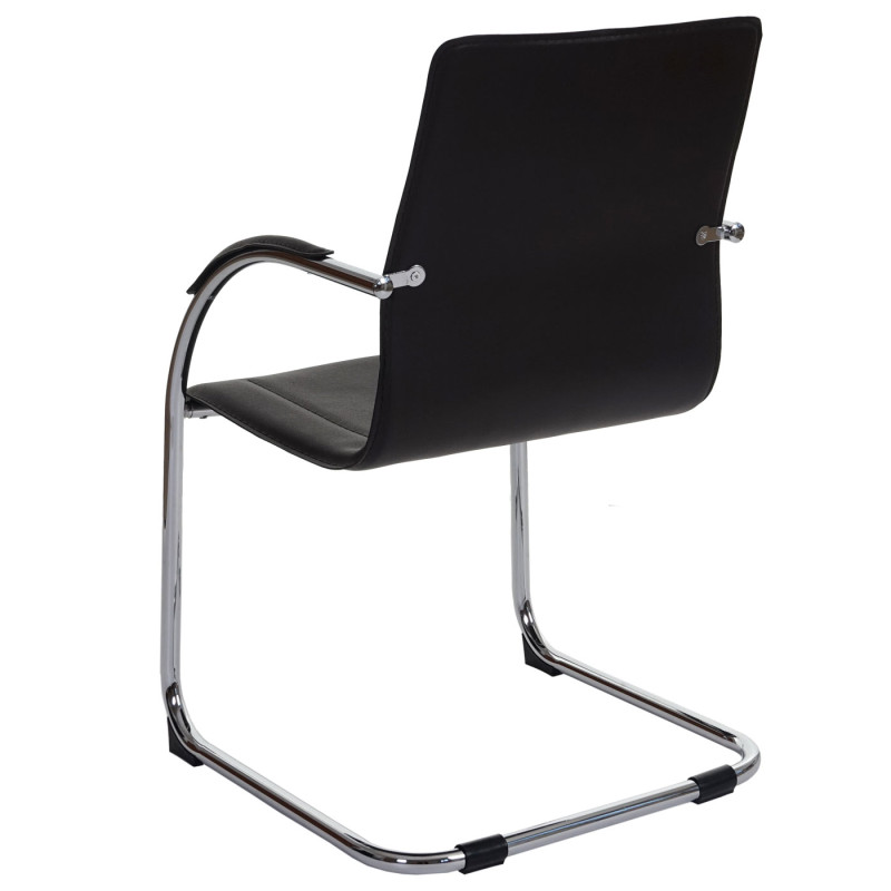 2x chaise de conférence Samara, chaise visiteurs cantilever, similicuir - marron
