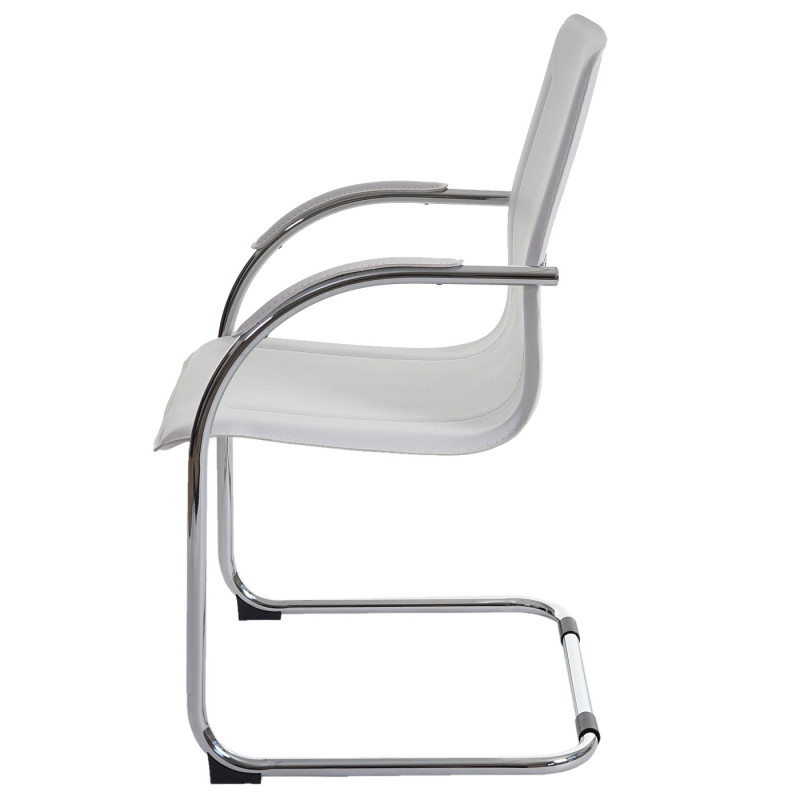 2x chaise de conférence Samara, chaise visiteurs cantilever, similicuir - blanc