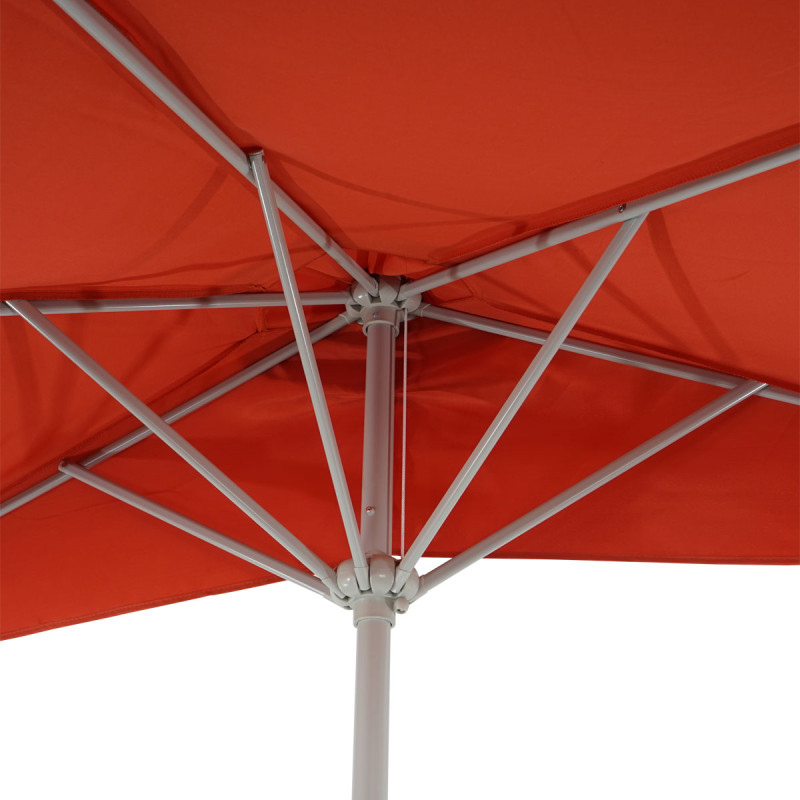 Demi-parasol aluminium Parla pour balcon ou terrasse, IP 50+, 300cm - terracotta avec pied
