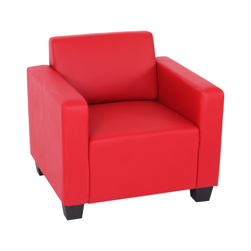 Fauteuil modulaire Lyon, fauteuil lounge, similicuir - rouge