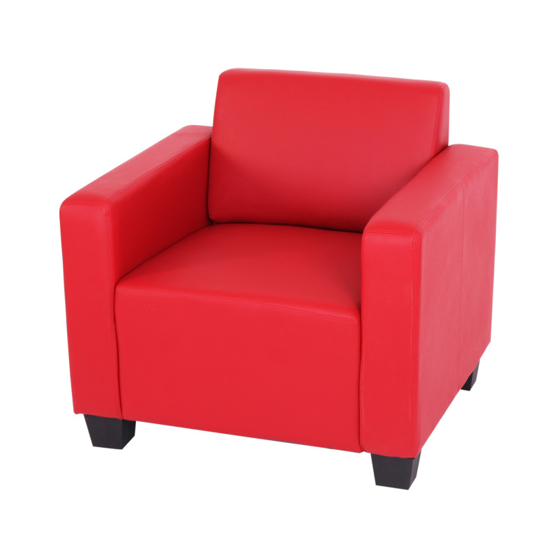 Fauteuil modulaire Lyon, fauteuil lounge, similicuir - rouge