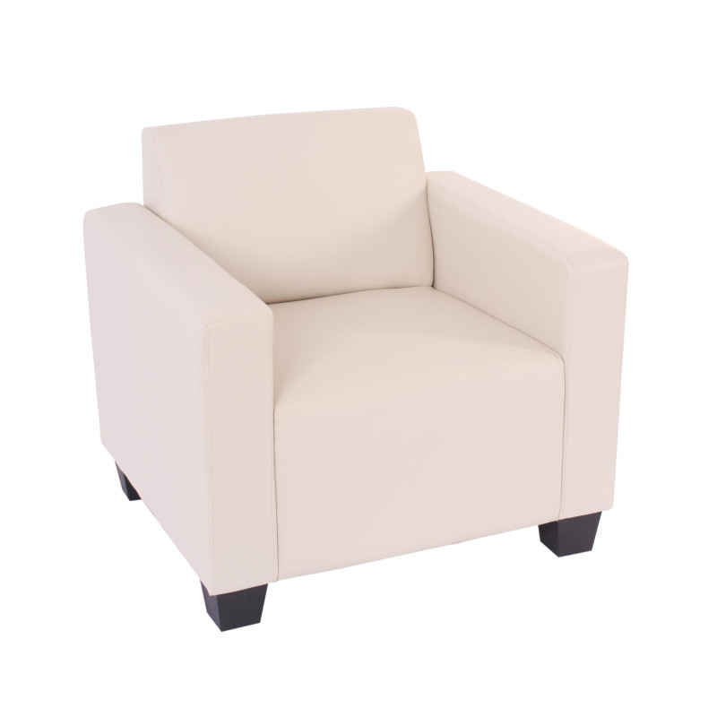 Fauteuil modulaire Lyon, fauteuil lounge, similicuir - crème