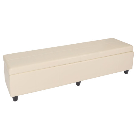 Banc banquette Kriens XXL, 180x45x45cm, cuir reconstitué, crème