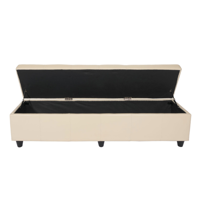 Banc banquette Kriens XXL, 180x45x45cm, cuir reconstitué, crème