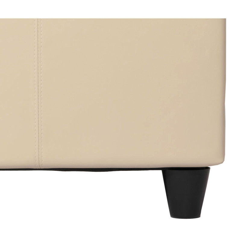 Banc banquette Kriens XXL, 180x45x45cm, cuir reconstitué, crème