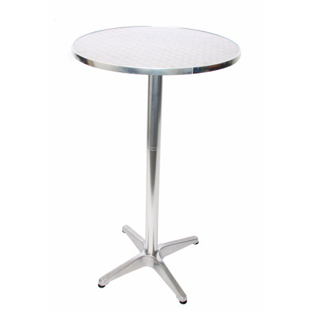 Table haute de bar bistrot M28, aluminium, Ø60cm, hauteur70-110cm, pliante