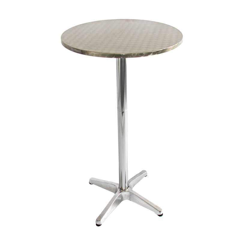 Table haute de bar bistrot M28, aluminium, Ø60cm, hauteur70-110cm, pliante