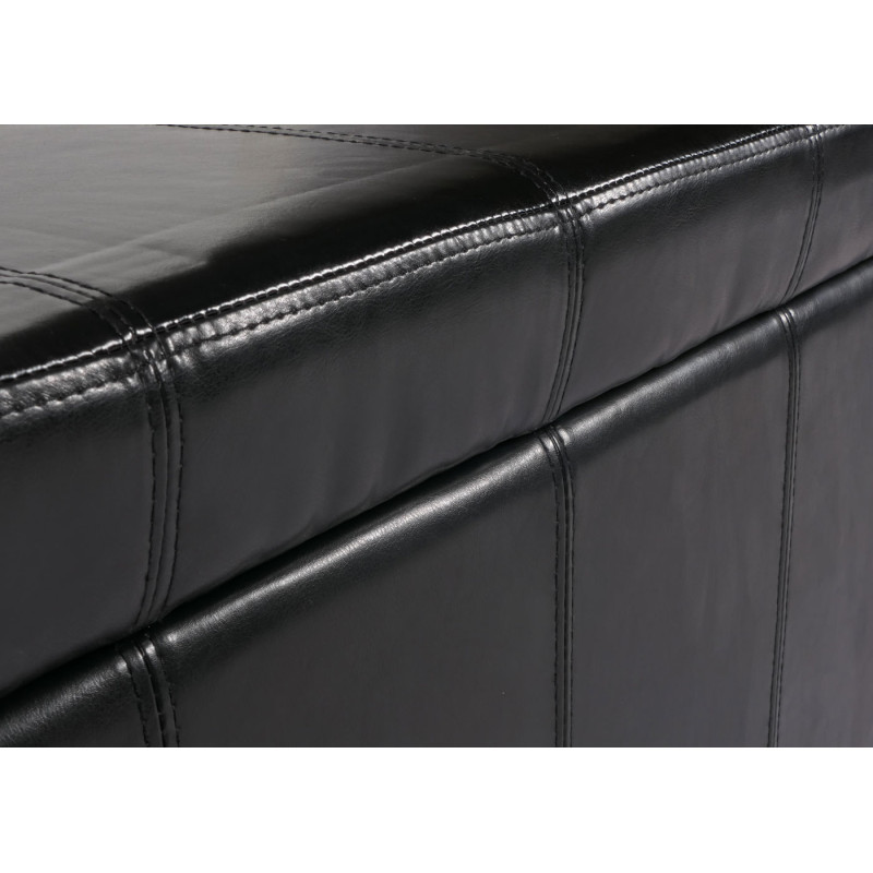 Banc coffre de rangement Kriens, cuir + simili cuir, 112x45x45cm - noir