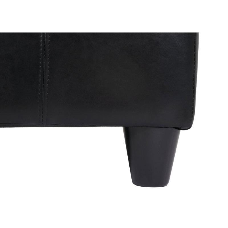 Banc coffre de rangement Kriens, cuir + simili cuir, 112x45x45cm - noir