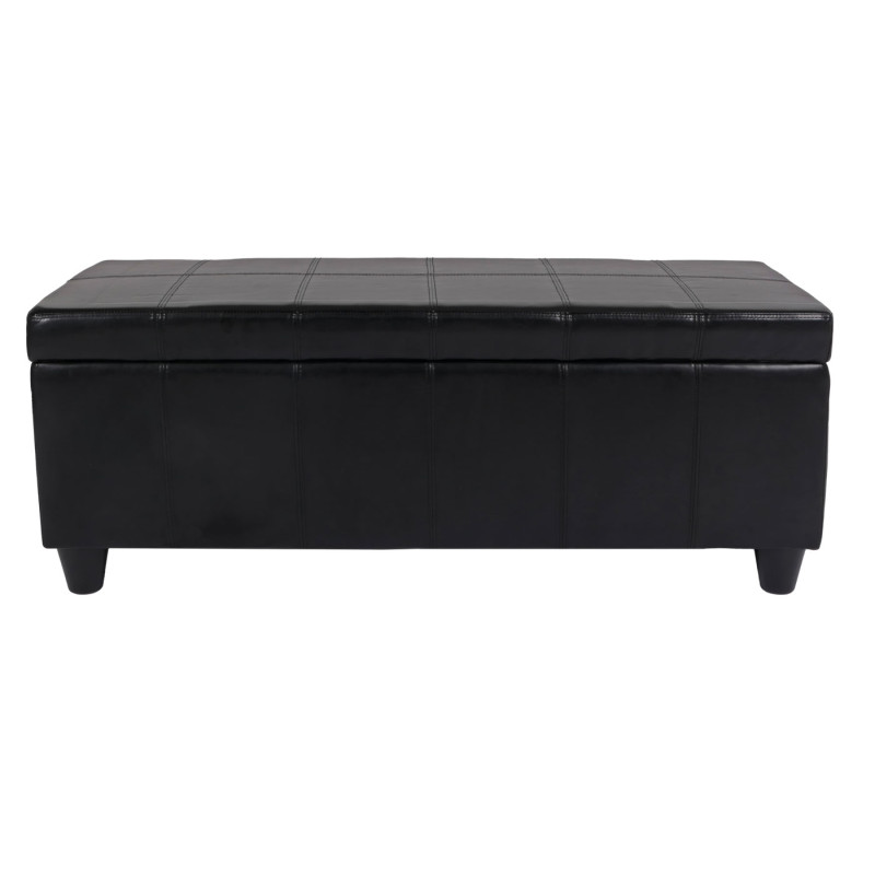 Banc coffre de rangement Kriens, cuir + simili cuir, 112x45x45cm - noir