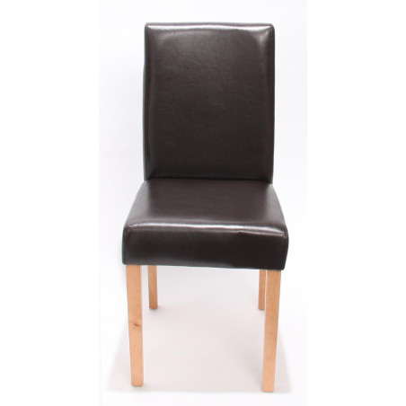 Lot de 2 chaises de séjour Littau, cuir reconstitué marron, pieds clairs