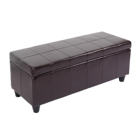 Banquette Kriens, coffre, banc, cuir + similicuir, 112x45x45cm - marron