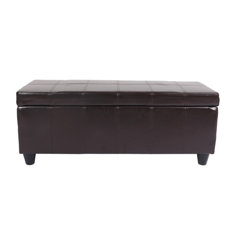 Banquette Kriens, coffre, banc, cuir + similicuir, 112x45x45cm - marron